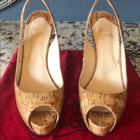 Cork open toe sling back Louboutin - Picture 2 of 6